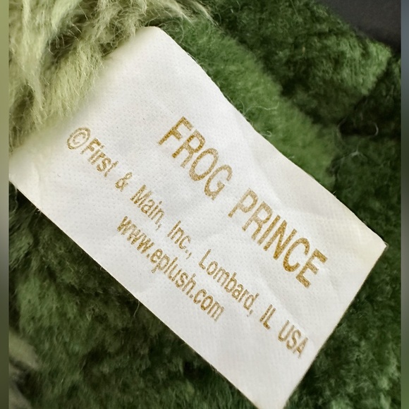 8" Green Frog Prince In Crown Kiss Me Beanbag Stuffed Plush Toy Animal - Picture 10 of 10